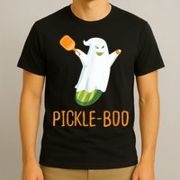 Funny Pickle Ghost Loves To Play Pickleball At Halloween T-Shirt