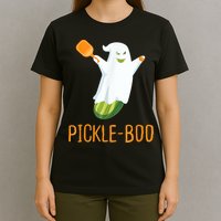 Funny Pickle Ghost Loves To Play Pickleball At Halloween T-Shirt