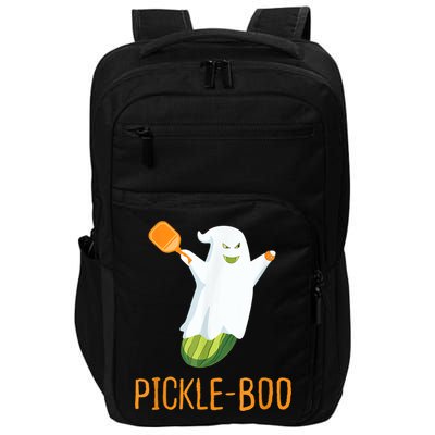 Funny Pickle Ghost Loves To Play Pickleball At Halloween Impact Tech Backpack