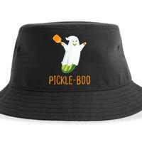 Funny Pickle Ghost Loves To Play Pickleball At Halloween Sustainable Bucket Hat