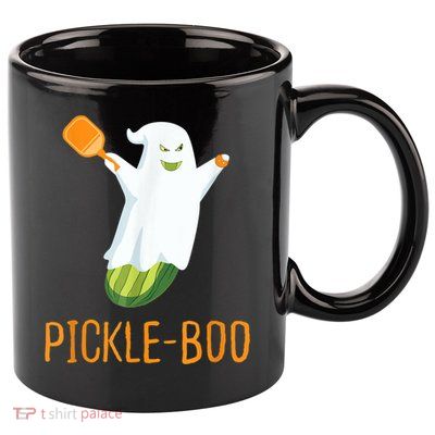 Funny Pickle Ghost Loves To Play Pickleball At Halloween 11oz C Handle Ceramic Mug