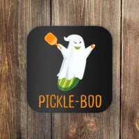 Funny Pickle Ghost Loves To Play Pickleball At Halloween Coaster