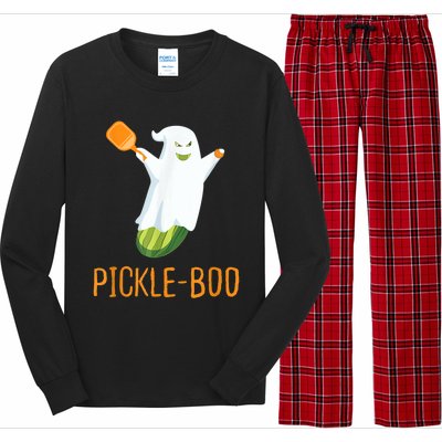 Funny Pickle Ghost Loves To Play Pickleball At Halloween Long Sleeve Pajama Set