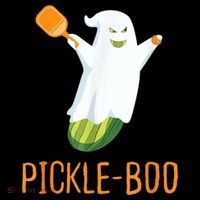 Funny Pickle Ghost Loves To Play Pickleball At Halloween Flatbill Hat