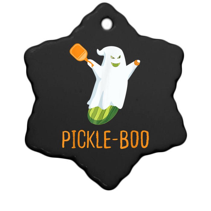 Funny Pickle Ghost Loves To Play Pickleball At Halloween Ceramic Star Ornament