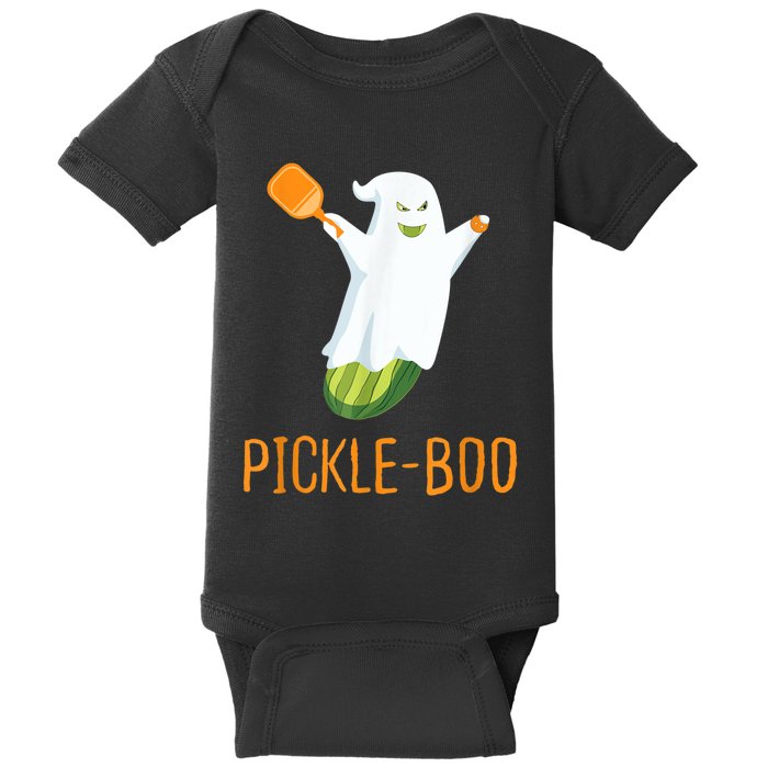 Funny Pickle Ghost Loves To Play Pickleball At Halloween Baby Bodysuit