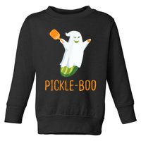 Funny Pickle Ghost Loves To Play Pickleball At Halloween Toddler Sweatshirt