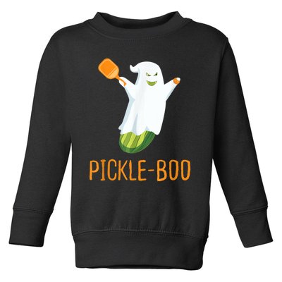 Funny Pickle Ghost Loves To Play Pickleball At Halloween Toddler Sweatshirt