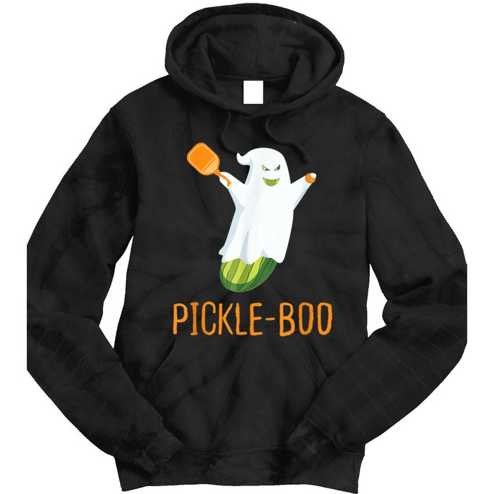 Funny Pickle Ghost Loves To Play Pickleball At Halloween Tie Dye Hoodie