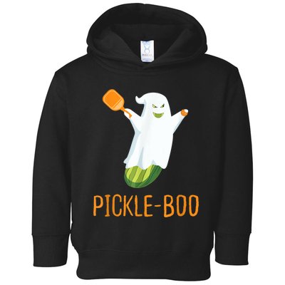 Funny Pickle Ghost Loves To Play Pickleball At Halloween Toddler Hoodie