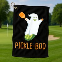 Funny Pickle Ghost Loves To Play Pickleball At Halloween Golf Towel