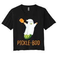 Funny Pickle Ghost Loves To Play Pickleball At Halloween Crop Top