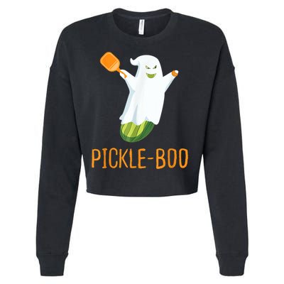 Funny Pickle Ghost Loves To Play Pickleball At Halloween Cropped Pullover Crew
