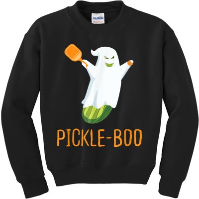 Funny Pickle Ghost Loves To Play Pickleball At Halloween Kids Sweatshirt