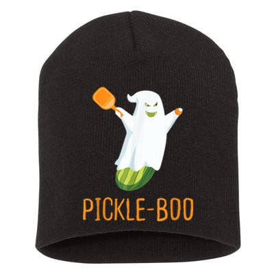 Funny Pickle Ghost Loves To Play Pickleball At Halloween Short Acrylic Beanie