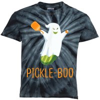 Funny Pickle Ghost Loves To Play Pickleball At Halloween Kids Tie-Dye T-Shirt