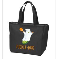 Funny Pickle Ghost Loves To Play Pickleball At Halloween Zip Tote Bag