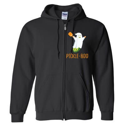 Funny Pickle Ghost Loves To Play Pickleball At Halloween Full Zip Hoodie