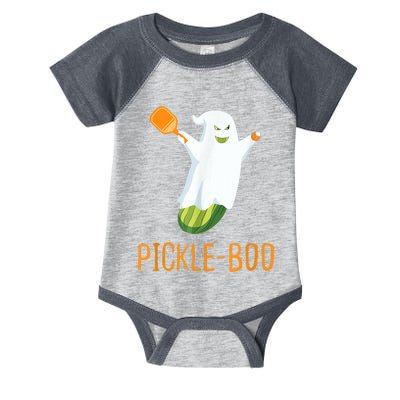 Funny Pickle Ghost Loves To Play Pickleball At Halloween Infant Baby Jersey Bodysuit