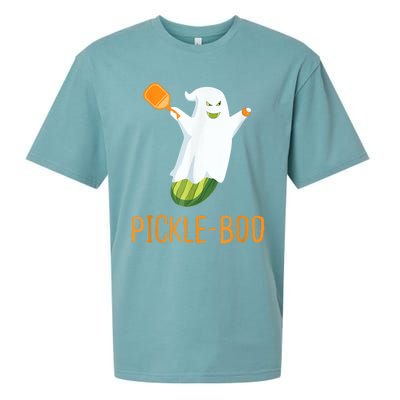 Funny Pickle Ghost Loves To Play Pickleball At Halloween Sueded Cloud Jersey T-Shirt