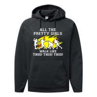 Funny Pretty Girls Walk Like This Softball Performance Fleece Hoodie