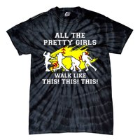 Funny Pretty Girls Walk Like This Softball Tie-Dye T-Shirt