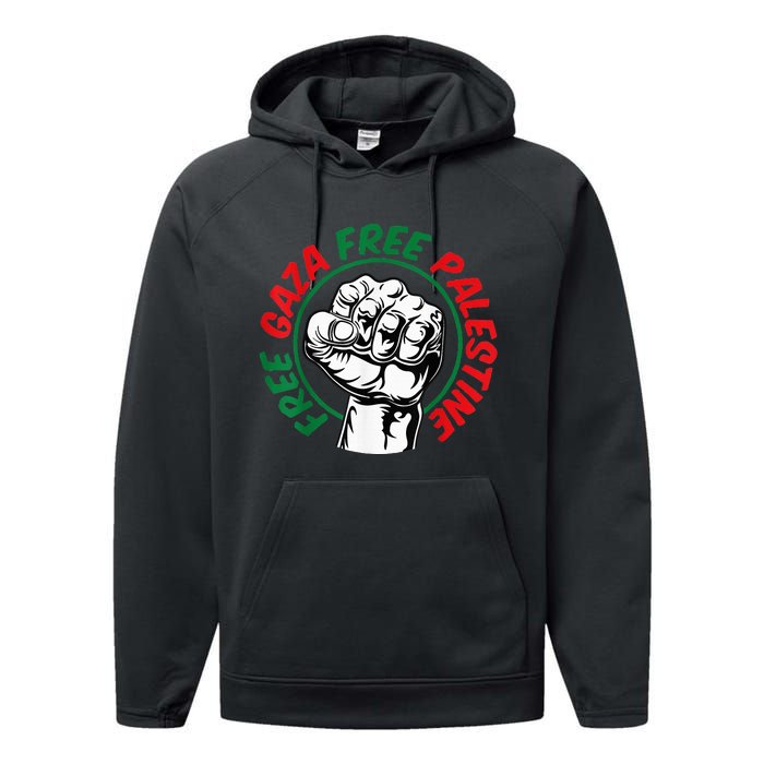 Free Palestine Gaza Flag Freedom for Palestinians Performance Fleece Hoodie