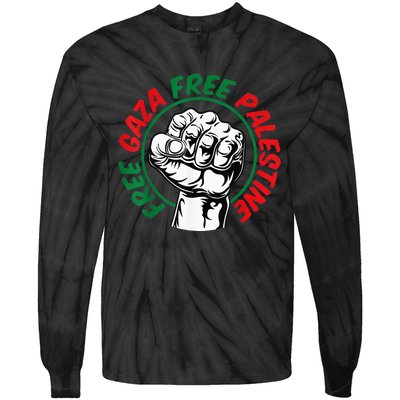 Free Palestine Gaza Flag Freedom for Palestinians Tie-Dye Long Sleeve Shirt