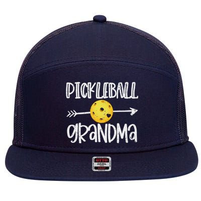 Funny Pickleball Grandma Pickleball Player Gift 7 Panel Mesh Trucker Snapback Hat