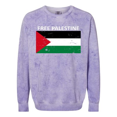 Free Palestine Gift Fist Of Palestine Cool Gift Colorblast Crewneck Sweatshirt