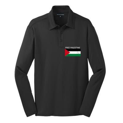 Free Palestine Gift Fist Of Palestine Cool Gift Silk Touch Performance Long Sleeve Polo