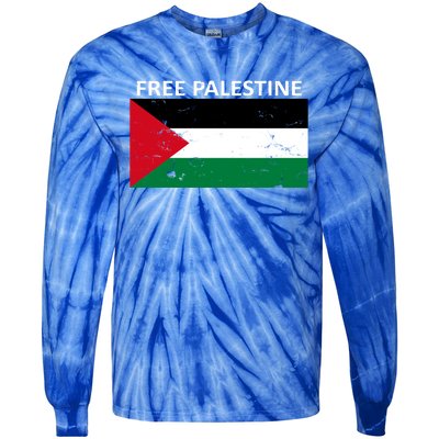 Free Palestine Gift Fist Of Palestine Cool Gift Tie-Dye Long Sleeve Shirt