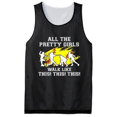 Funny Pretty Girls Walk Like This Softball Mesh Reversible Basketball Jersey Tank