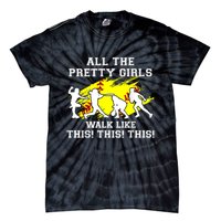 Funny Pretty Girls Walk Like This Softball Tie-Dye T-Shirt