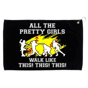 Funny Pretty Girls Walk Like This Softball Grommeted Golf Towel