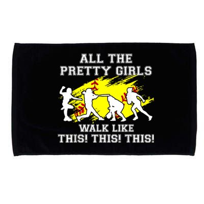 Funny Pretty Girls Walk Like This Softball Microfiber Hand Towel