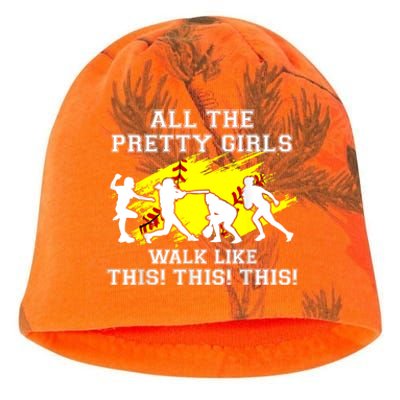 Funny Pretty Girls Walk Like This Softball Kati - Camo Knit Beanie