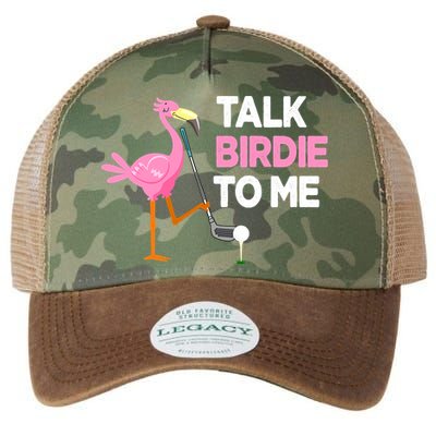 Flamingo Playing Golf Talk Birdie To Me Pun Funny Legacy Tie Dye Trucker Hat