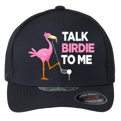 Flamingo Playing Golf Talk Birdie To Me Pun Funny Flexfit Unipanel Trucker Cap