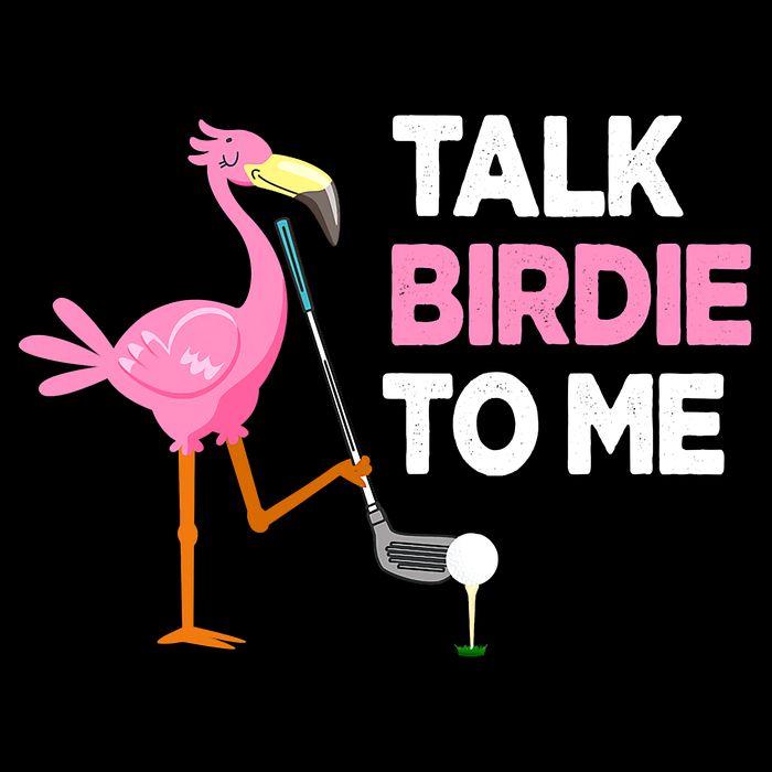 Flamingo Playing Golf Talk Birdie To Me Pun Funny Flexfit Unipanel Trucker Cap