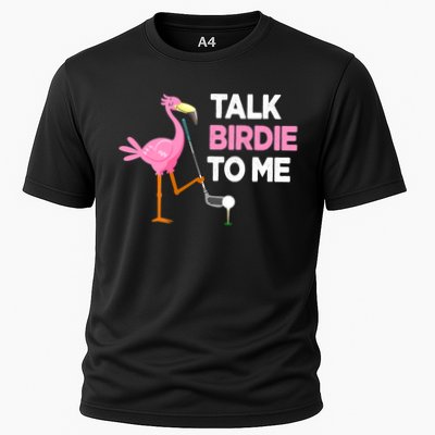 Flamingo Playing Golf Talk Birdie To Me Pun Funny Performance Shirt