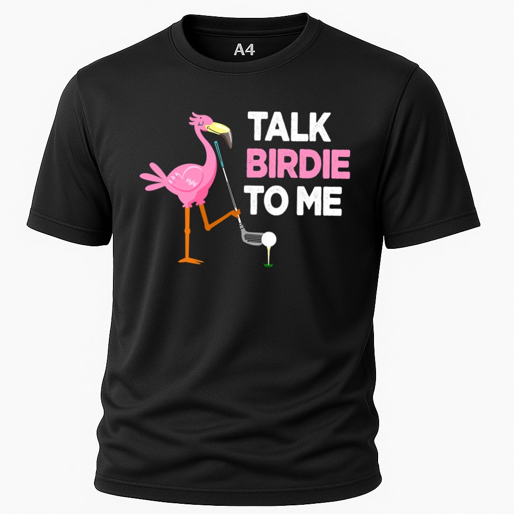 Flamingo Playing Golf Talk Birdie To Me Pun Funny Performance Shirt
