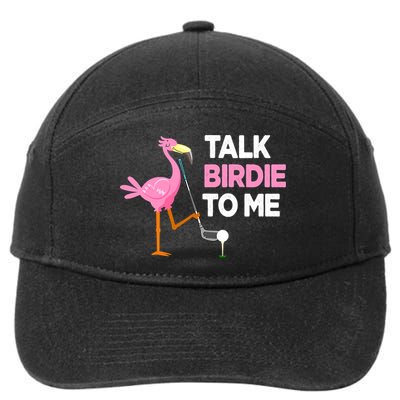 Flamingo Playing Golf Talk Birdie To Me Pun Funny 7-Panel Snapback Hat