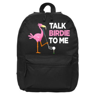 Flamingo Playing Golf Talk Birdie To Me Pun Funny 16 in Basic Backpack