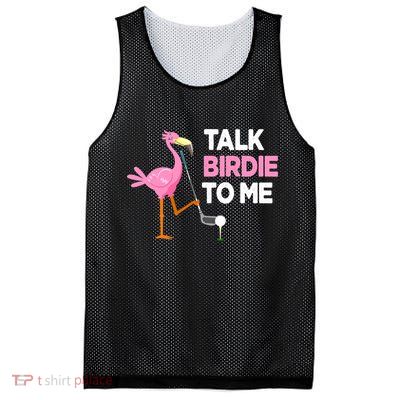 Flamingo Playing Golf Talk Birdie To Me Pun Funny Mesh Reversible Basketball Jersey Tank