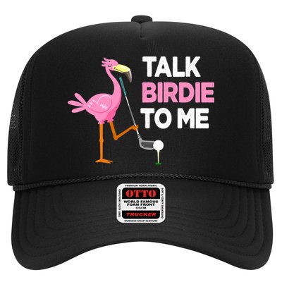 Flamingo Playing Golf Talk Birdie To Me Pun Funny Trucker Hat