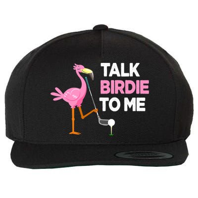 Flamingo Playing Golf Talk Birdie To Me Pun Funny Wool Snapback Cap