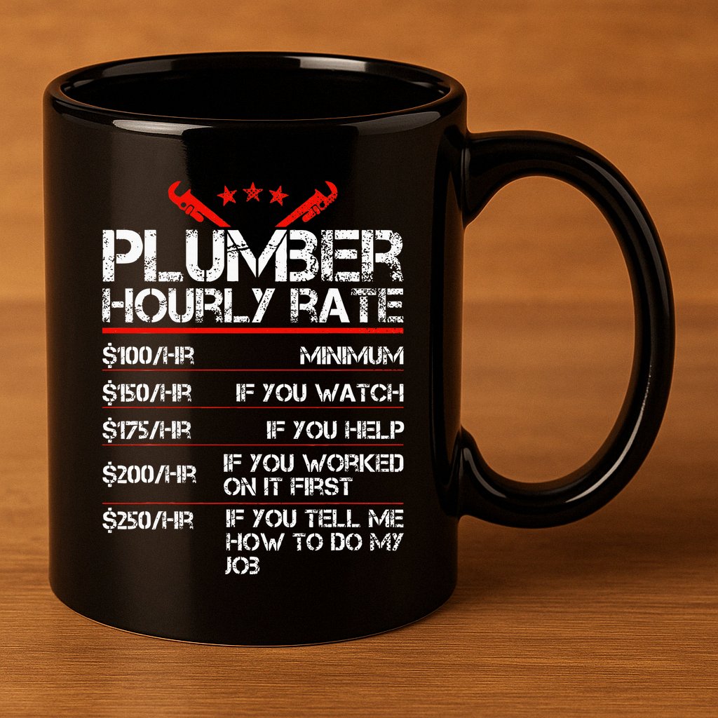 Funny Plumber Gifts Plumber Hourly Labor Rates Plumber 11oz C Handle Ceramic Mug