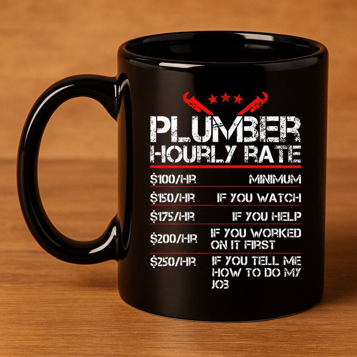 Funny Plumber Gifts Plumber Hourly Labor Rates Plumber 11oz C Handle Ceramic Mug