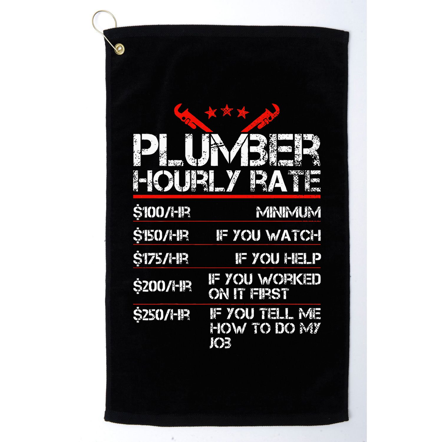 Funny Plumber Gifts Plumber Hourly Labor Rates Plumber Golf Towel